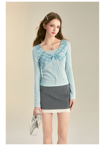 Lace-Trimmed High Waist Hugging Skirt