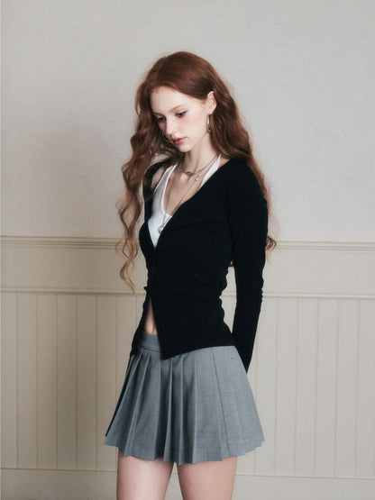 Low-Rise Pleated School-Style Skirt