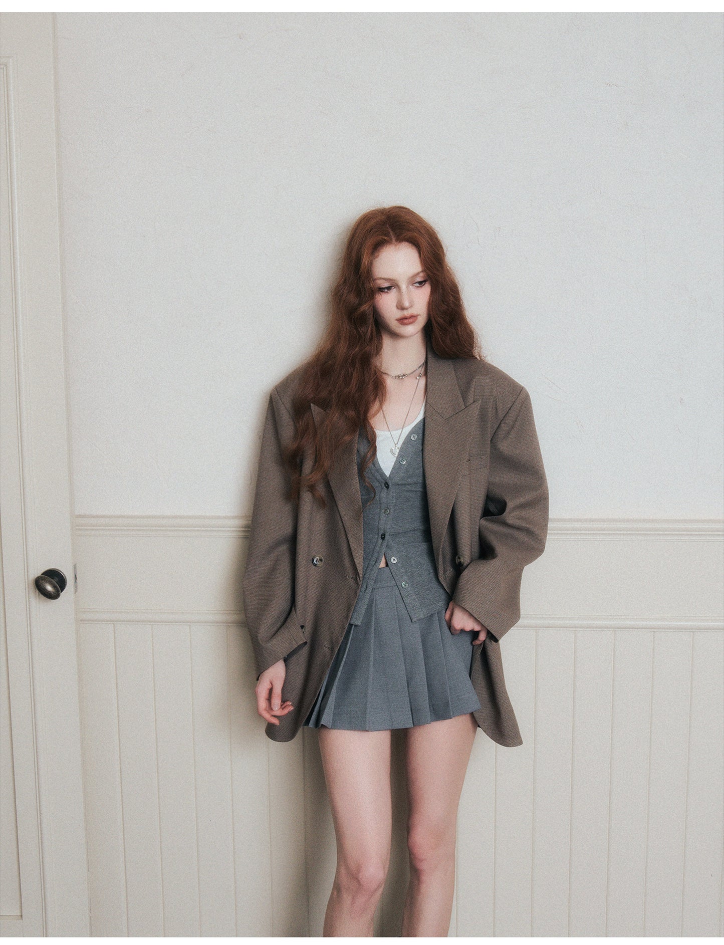 Low-Rise Pleated School-Style Skirt