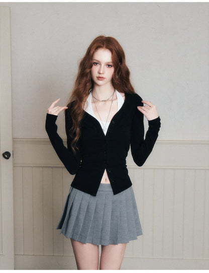 Low-Rise Pleated School-Style Skirt