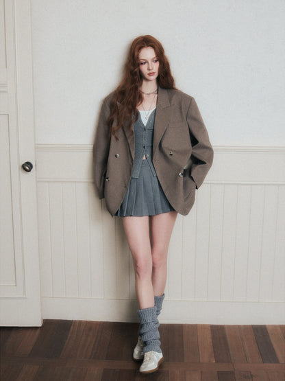 Low-Rise Pleated School-Style Skirt