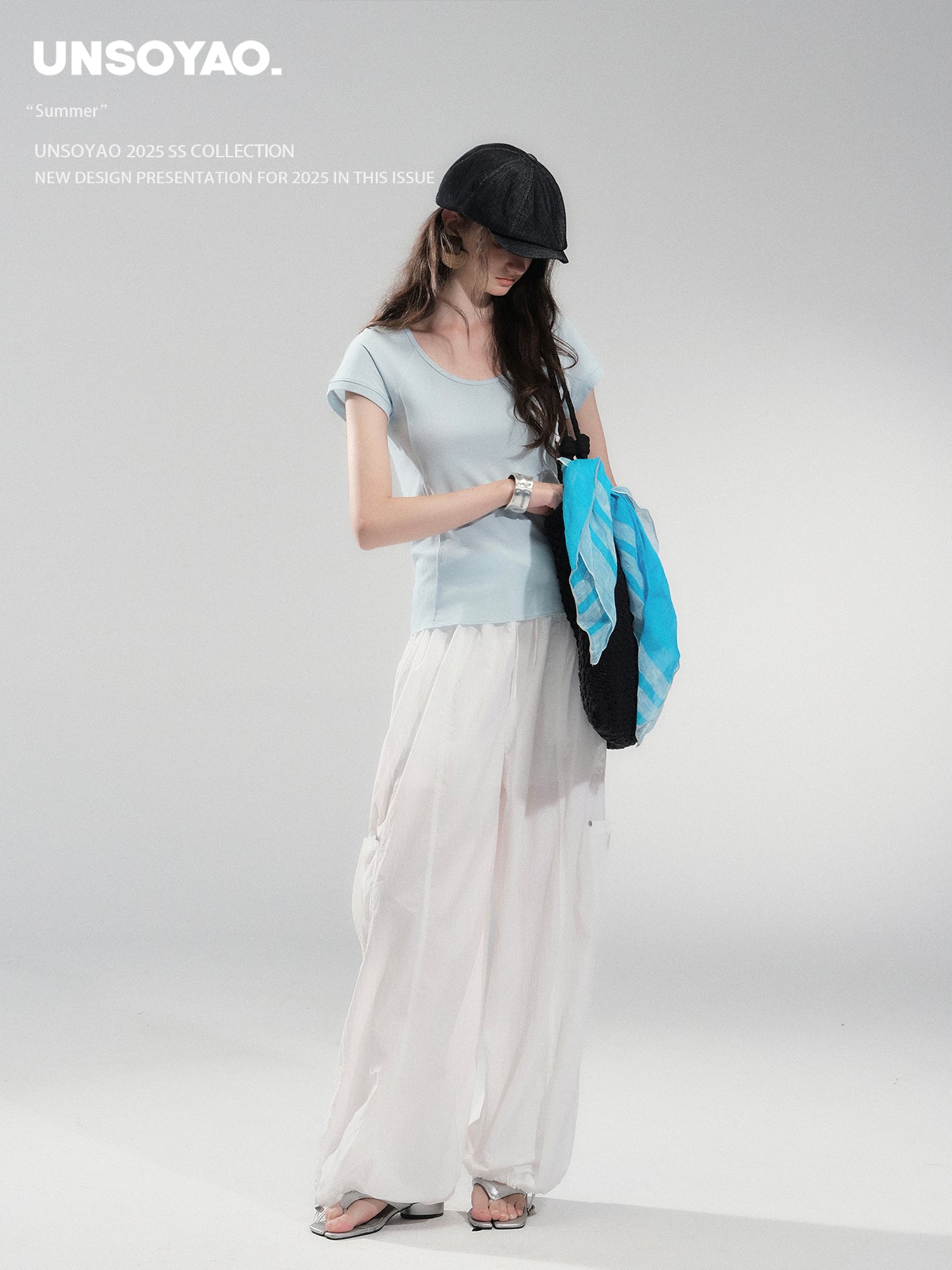 Drawstring Nylon Cargo Wide Pants