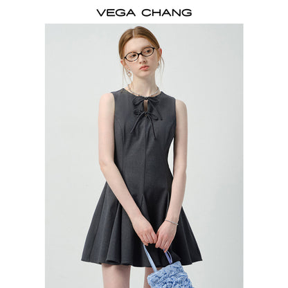 Tie Detail Sleeveless Tailored Dress