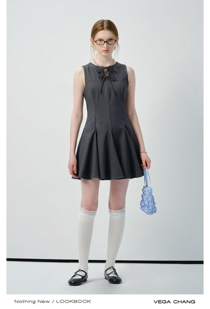 Tie Detail Sleeveless Tailored Dress