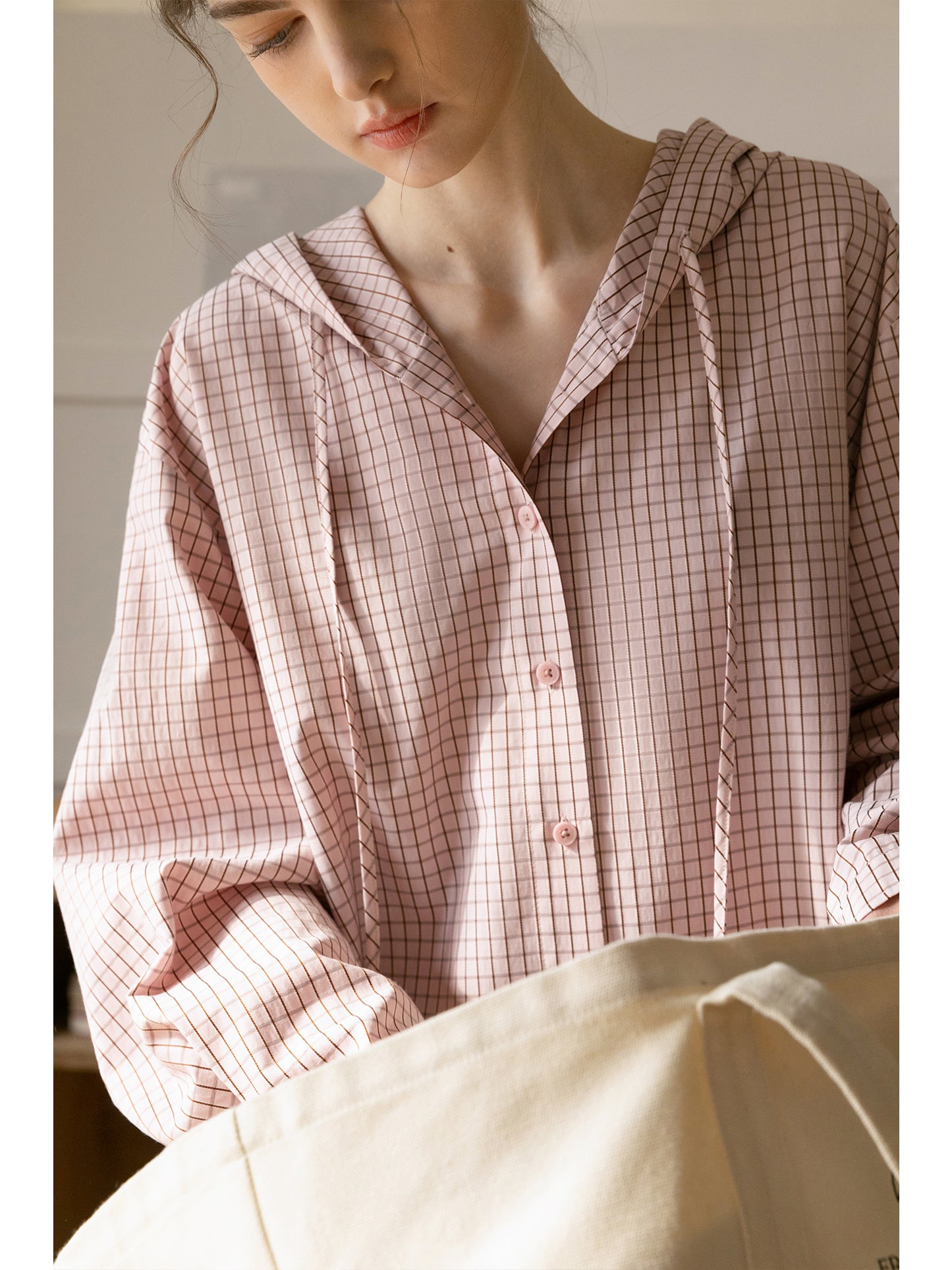 Grid Check Hooded Shirt