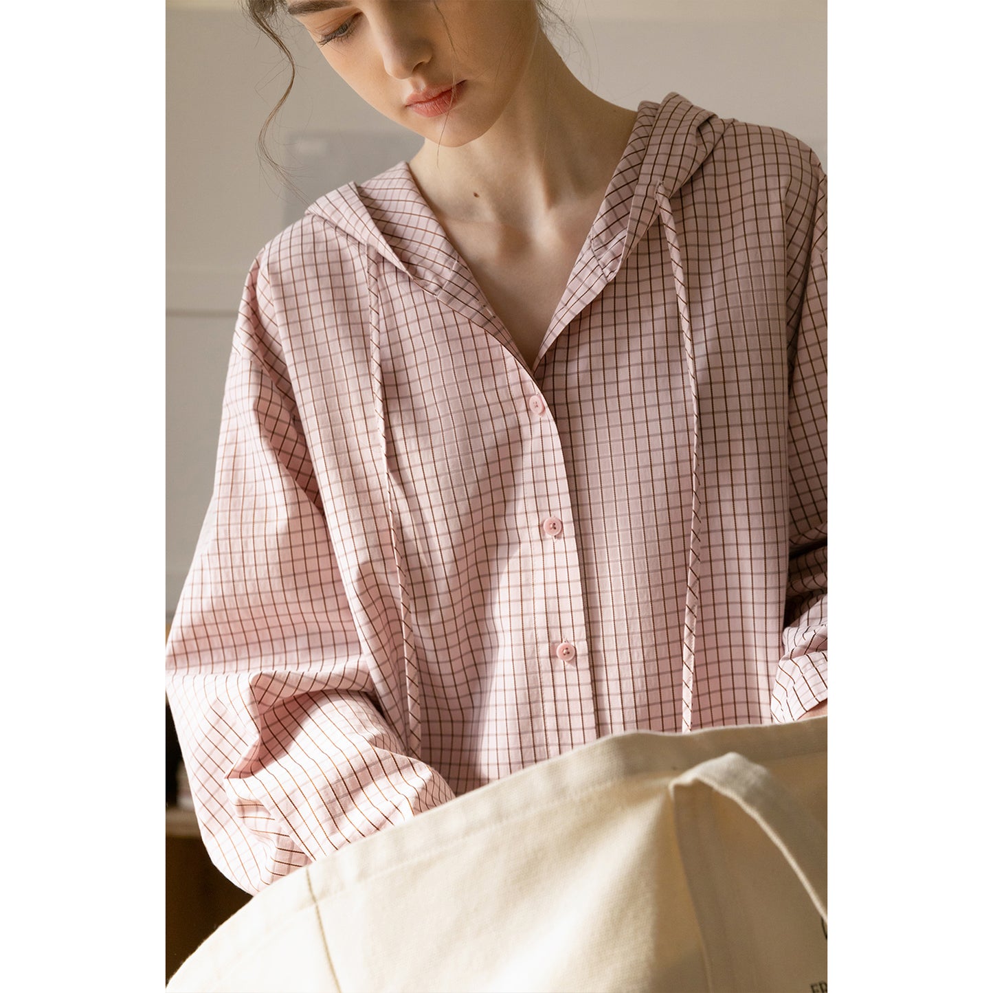 Grid Check Hooded Shirt