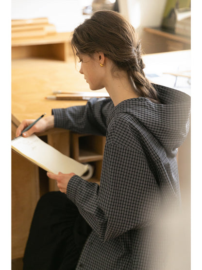 Grid Check Hooded Shirt