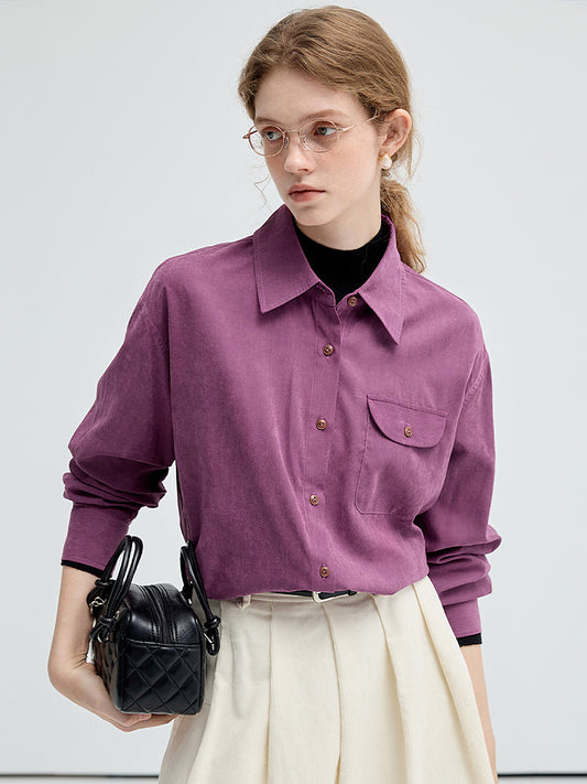 Elegant Brushed Velvety Soft Button-Up Shirt