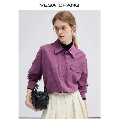 Elegant Brushed Velvety Soft Button-Up Shirt