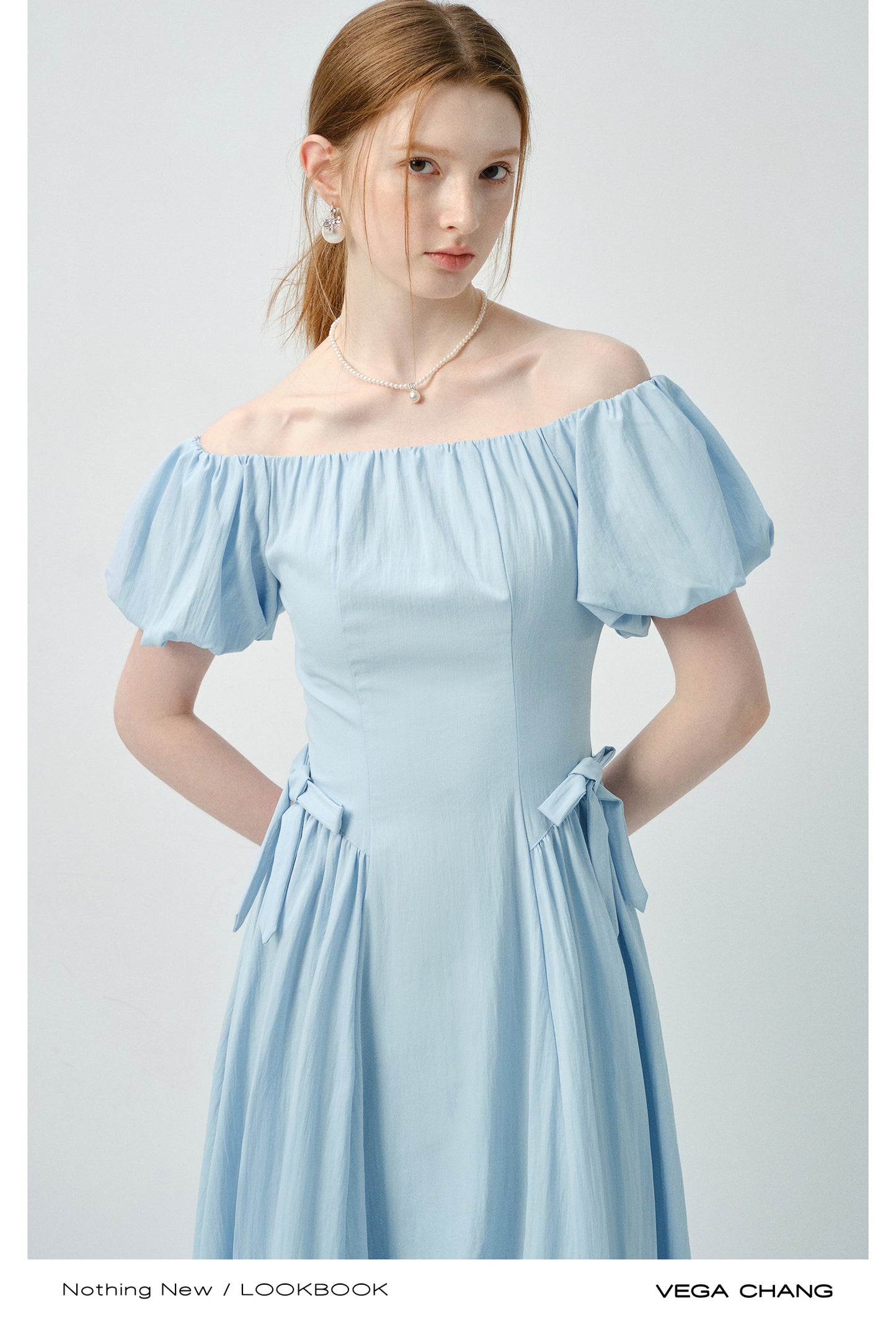 Off-Shoulder Bubble Dress With Ribbon Detail