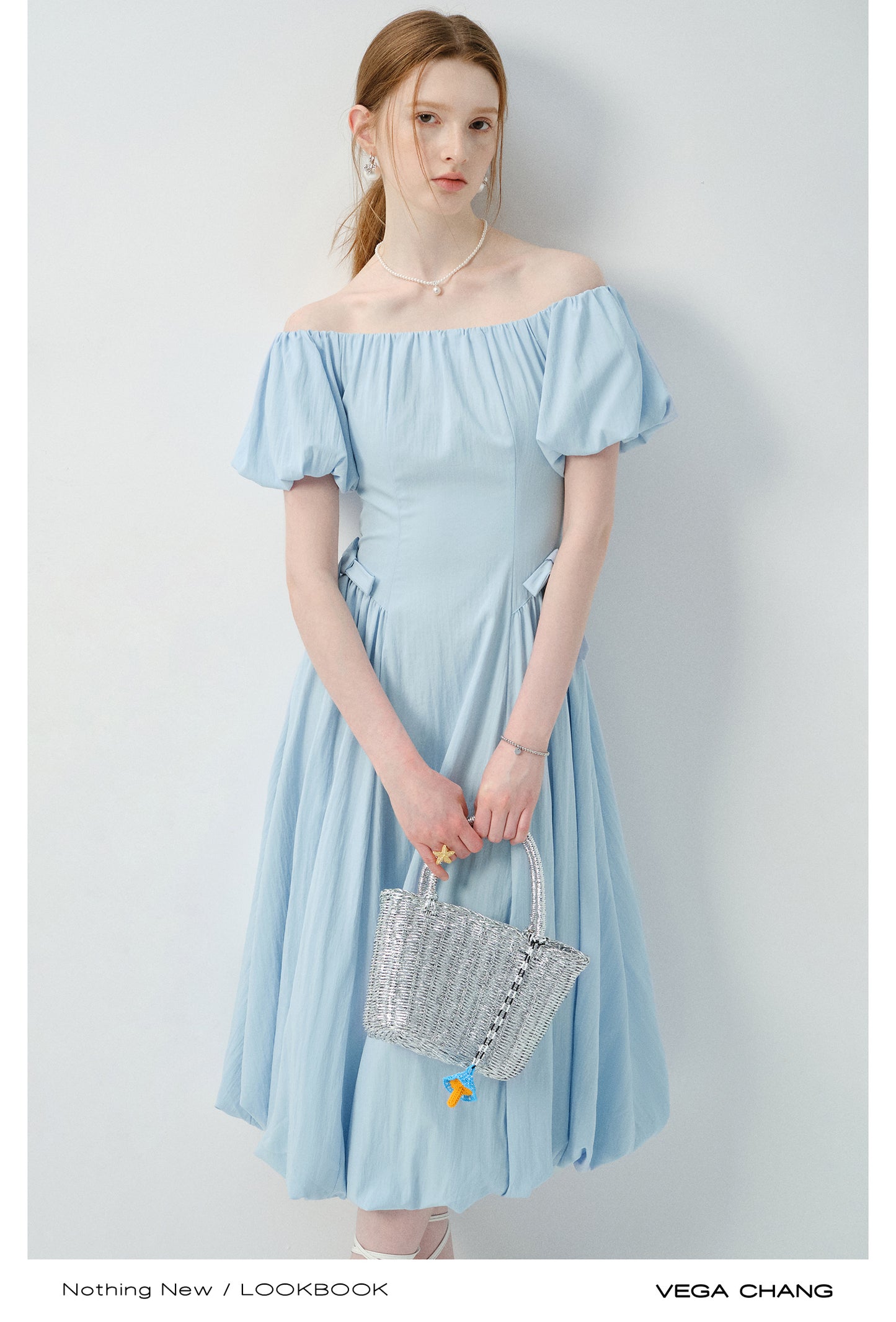 Off-Shoulder Bubble Dress With Ribbon Detail