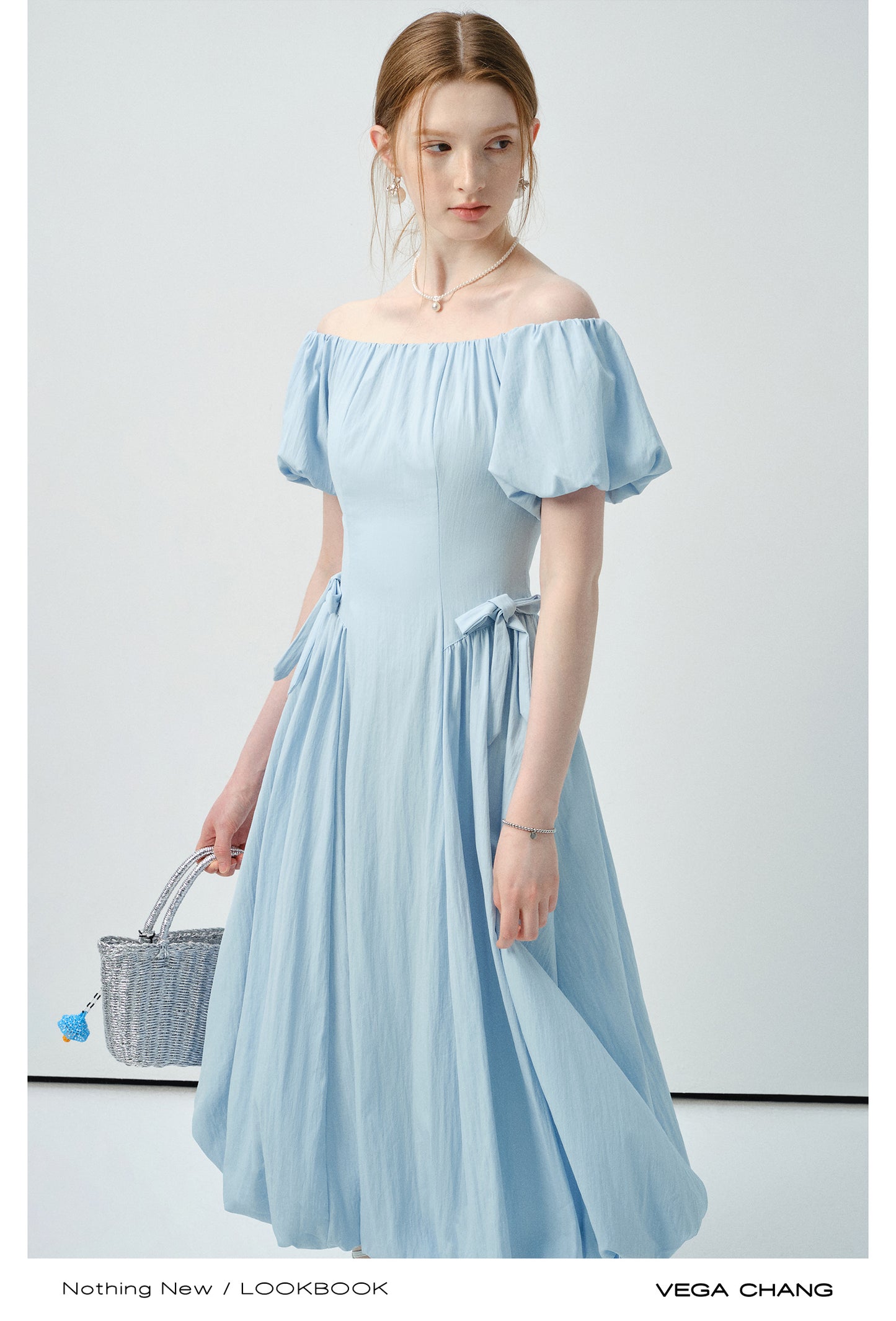 Off-Shoulder Bubble Dress With Ribbon Detail