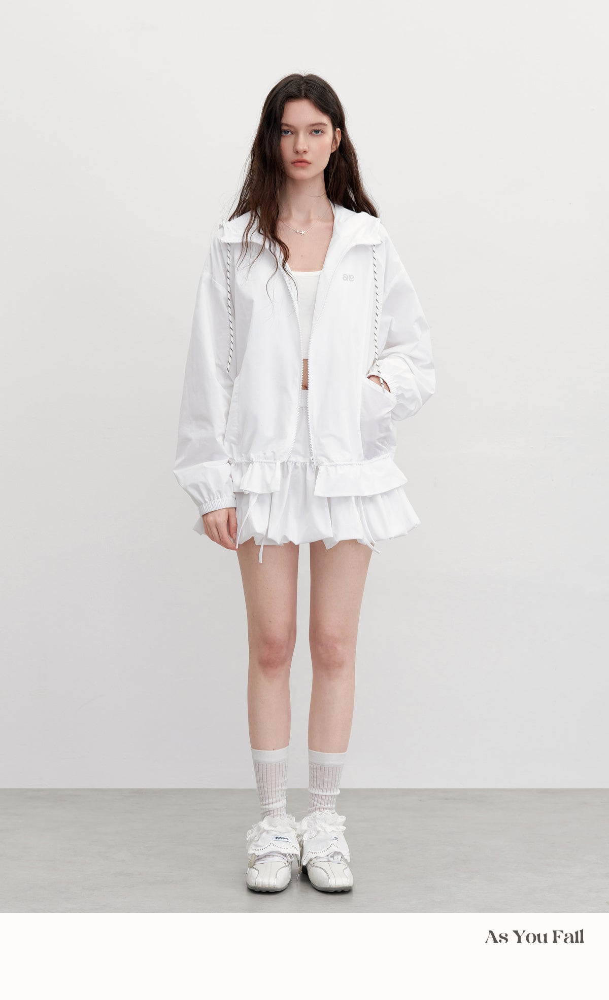 Bubble Skirt With Bow Detail & Hooded Jacket