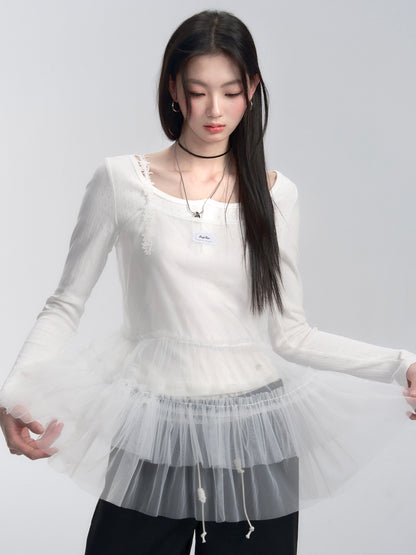 Two-Way Sheer Tulle Camisole For Layering