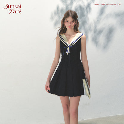 Sleeveless Frill Dress With Removable Sailor Collar
