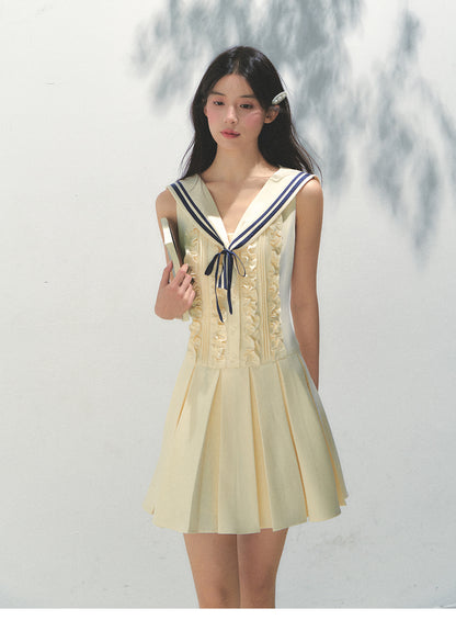 Sleeveless Frill Dress With Removable Sailor Collar