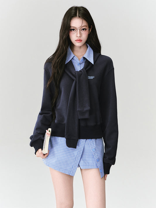 Layered-Look Sweatshirt, A-Line Skort & Barrel-Leg Pants