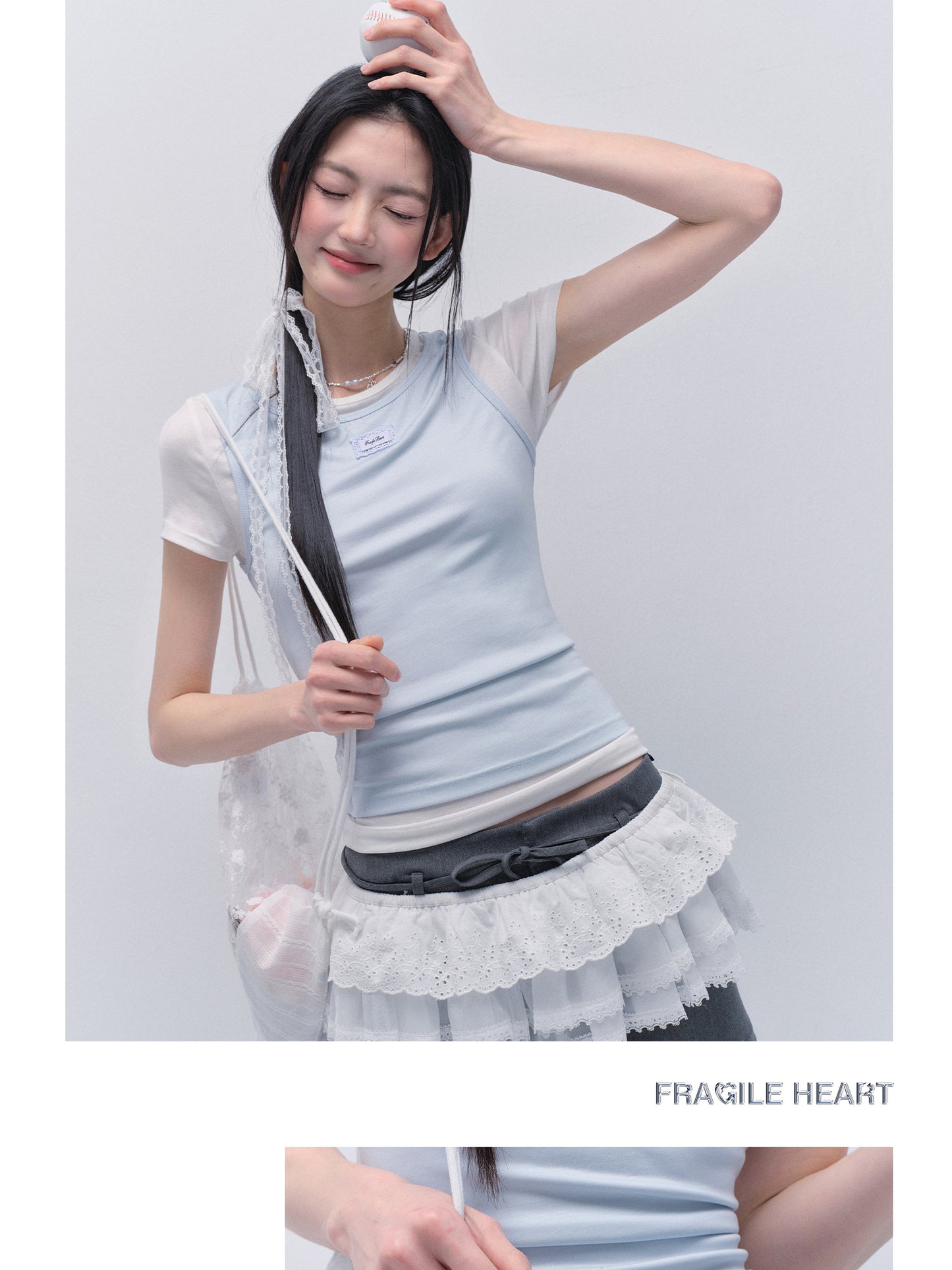 Lace Overlay With Elastic Tie Waist