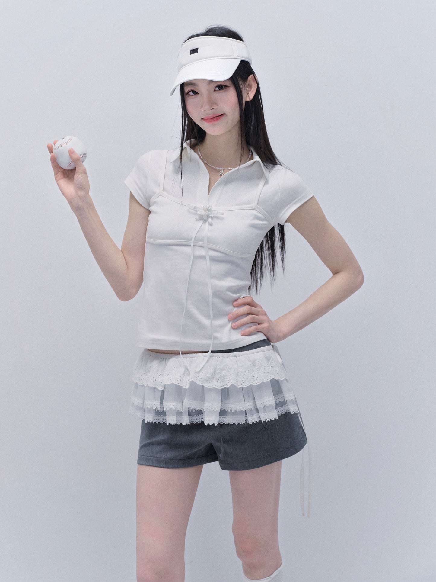 Lace Overlay With Elastic Tie Waist