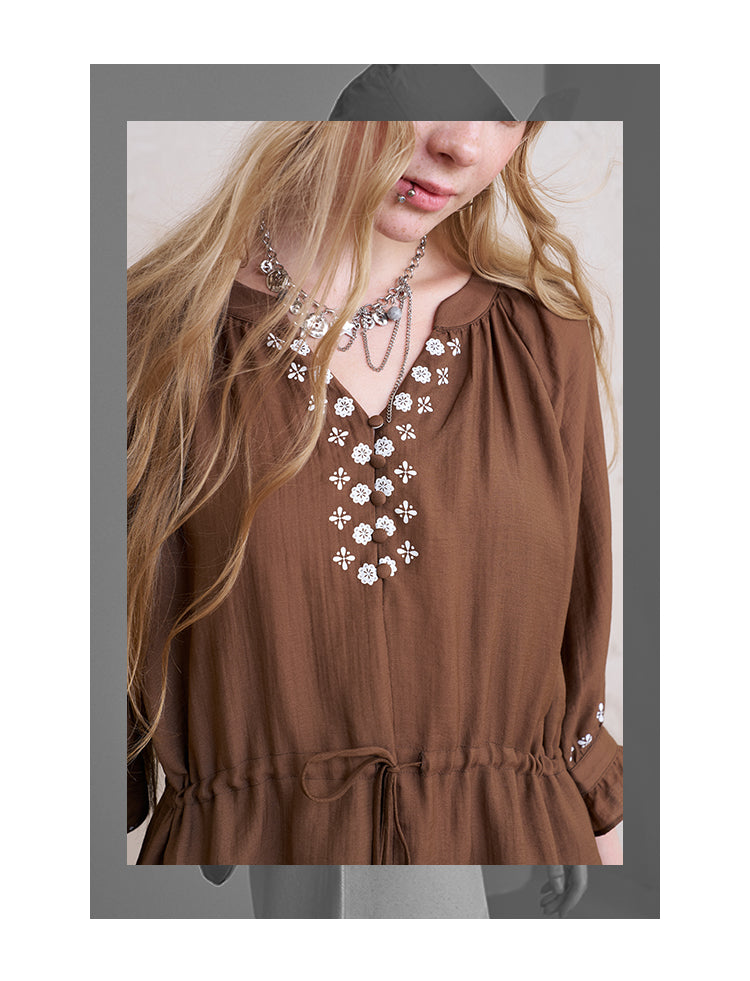 3/4 Sleeve Boho Printed Dress