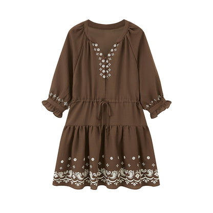 3/4 Sleeve Boho Printed Dress
