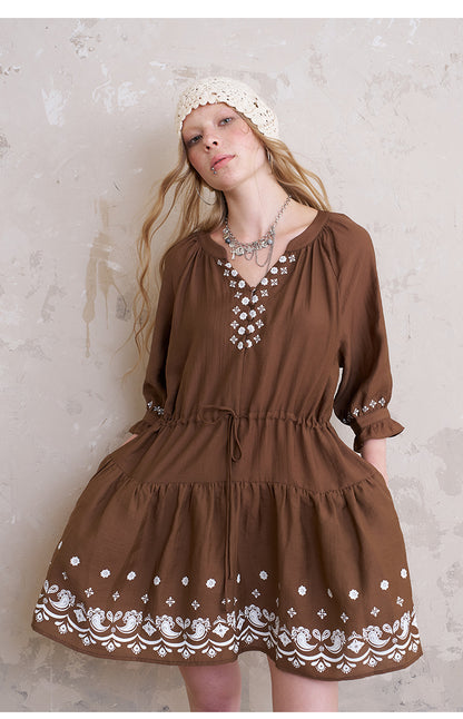 3/4 Sleeve Boho Printed Dress