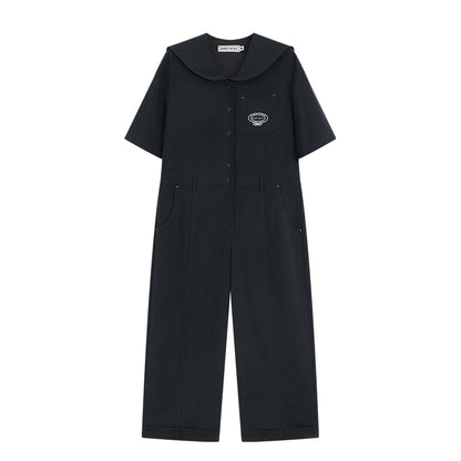 Sailor Collar Short-Sleeve Jumpsuit