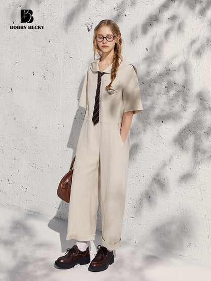 Sailor Collar Short-Sleeve Jumpsuit