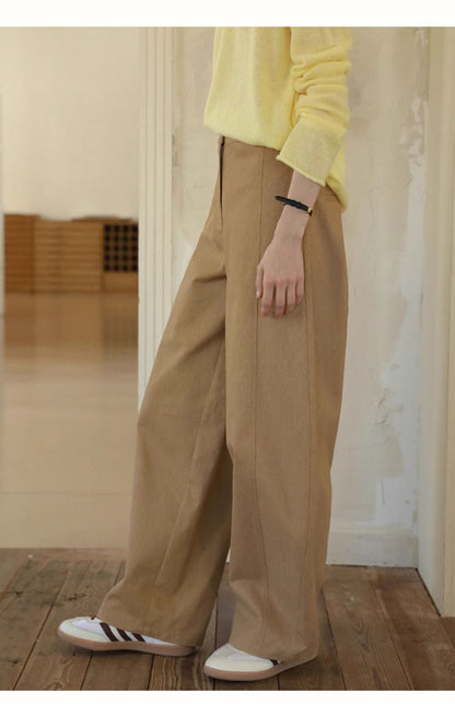 High Waist Curved Wide-Leg Pants