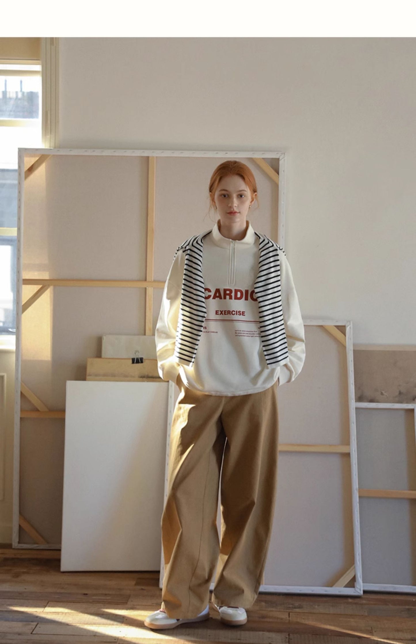 High Waist Curved Wide-Leg Pants