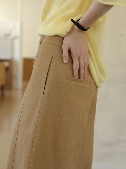 High Waist Curved Wide-Leg Pants