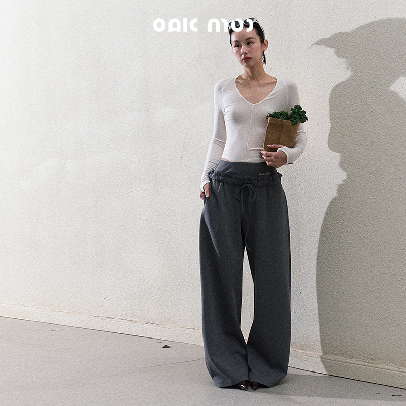 Casual Paperbag Wide-Leg Pants