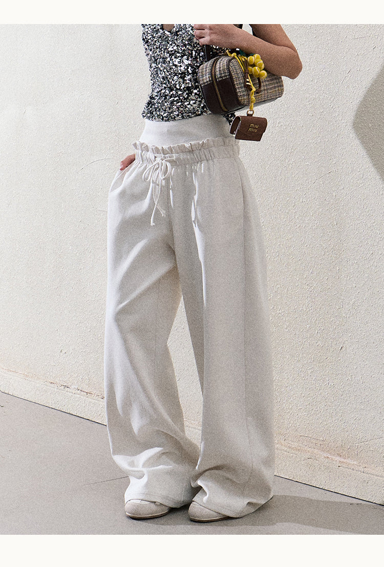 Casual Paperbag Wide-Leg Pants