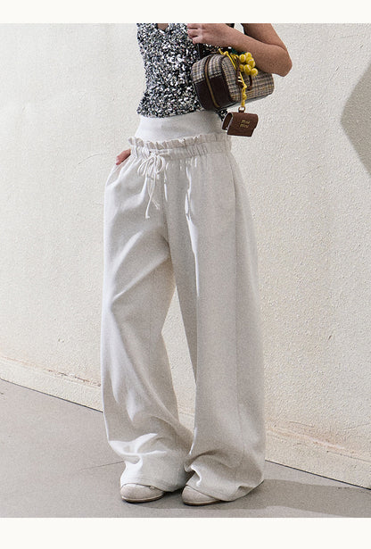 Casual Paperbag Wide-Leg Pants