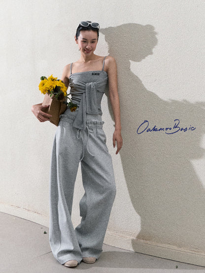 Casual Paperbag Wide-Leg Pants