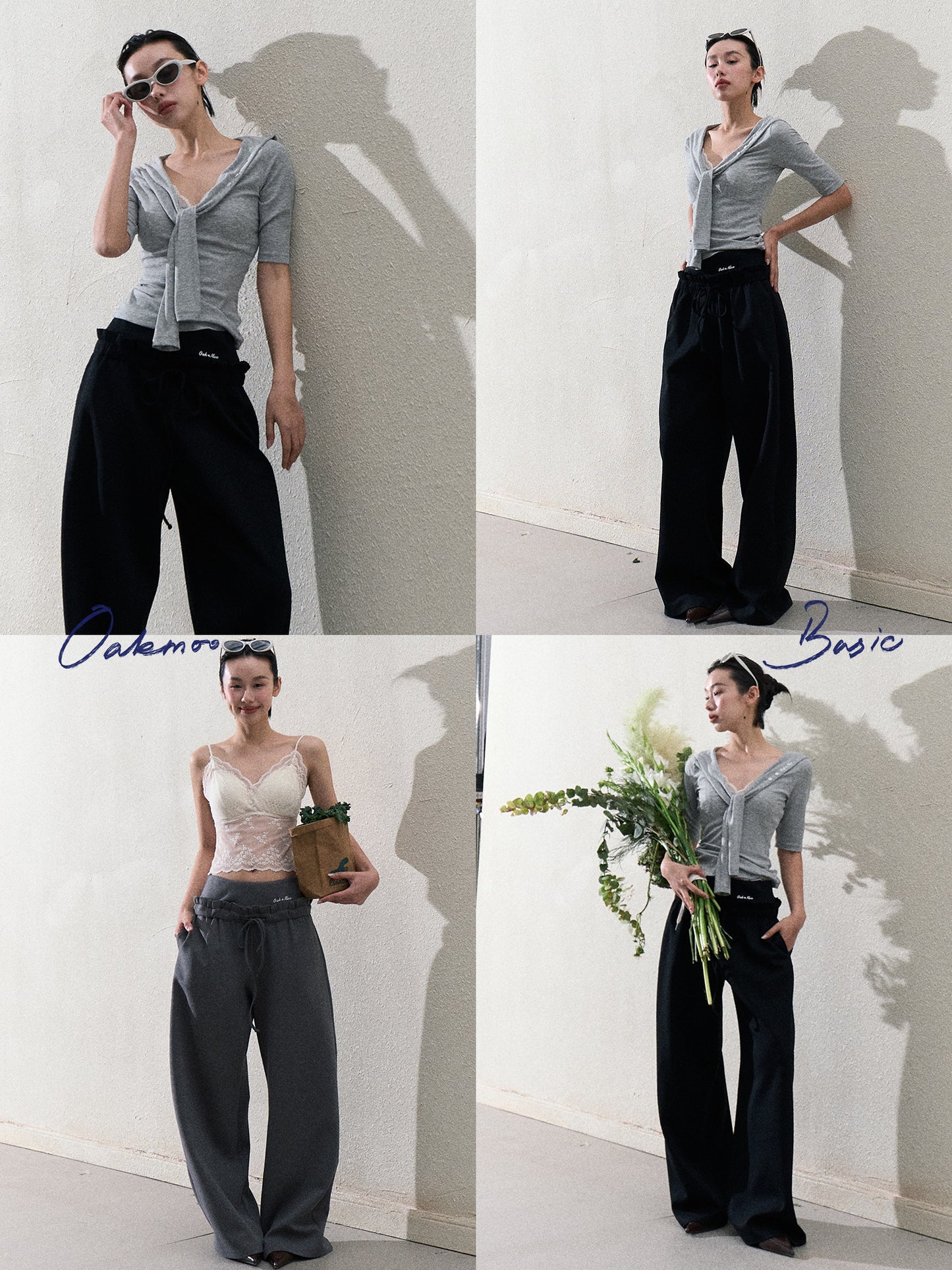Casual Paperbag Wide-Leg Pants