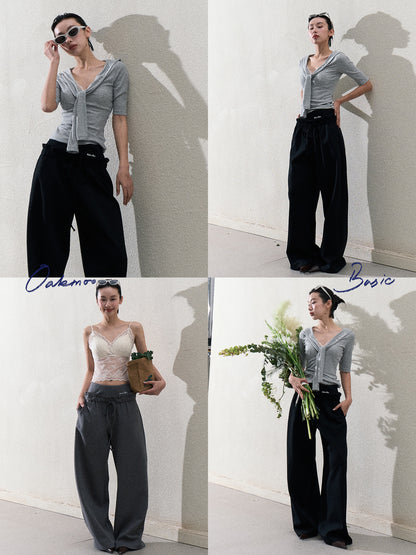 Casual Paperbag Wide-Leg Pants
