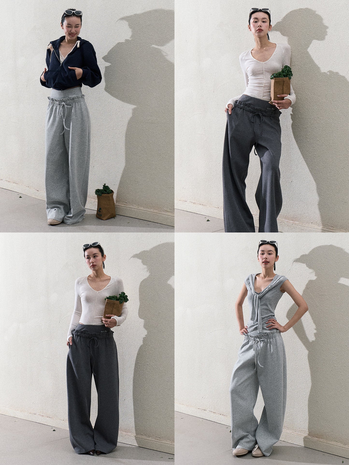 Casual Paperbag Wide-Leg Pants