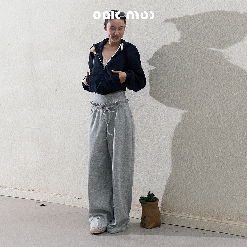 Casual Paperbag Wide-Leg Pants