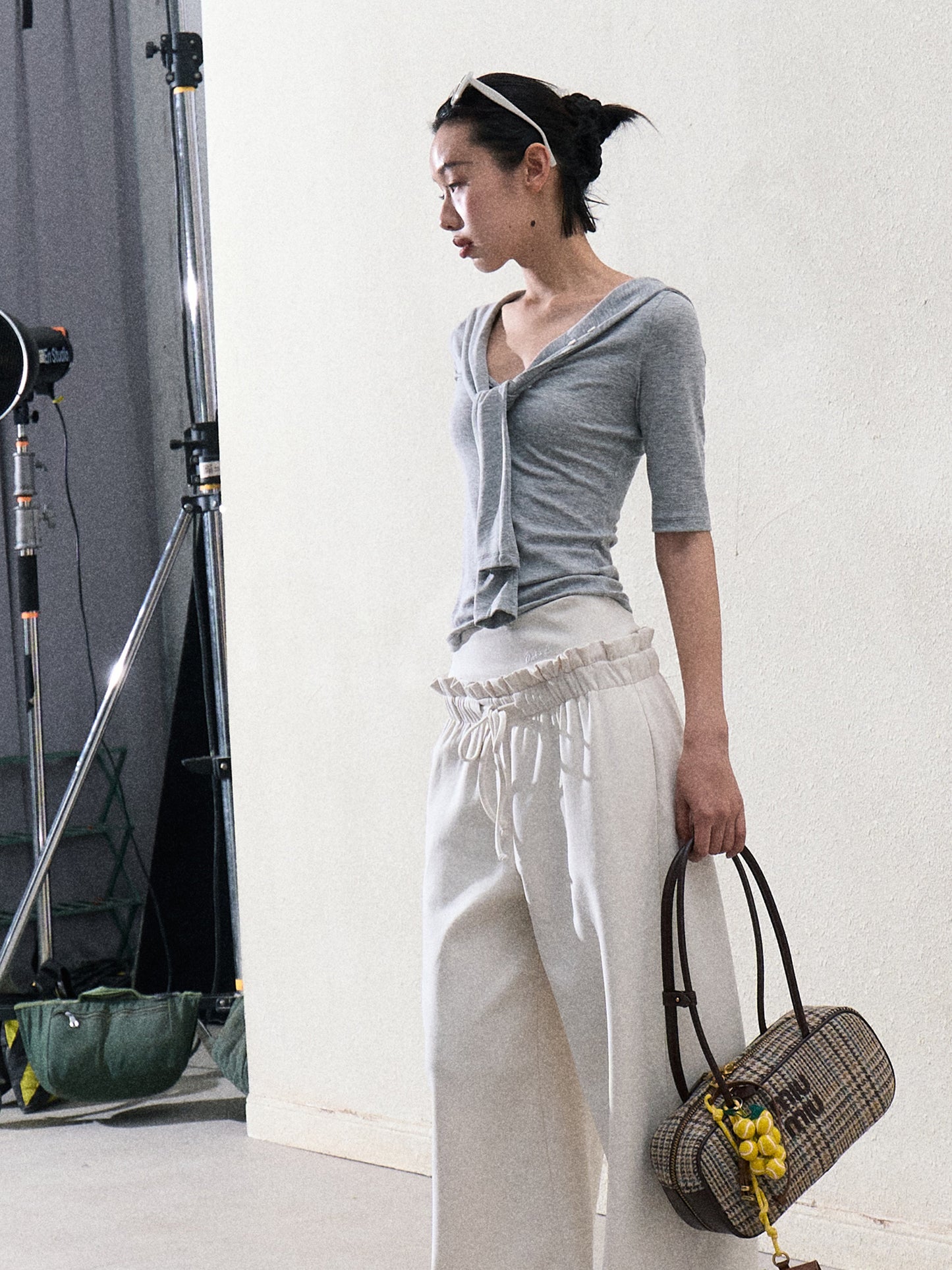 Casual Paperbag Wide-Leg Pants