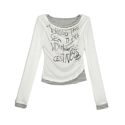 Punk Print Striped Layered Tee