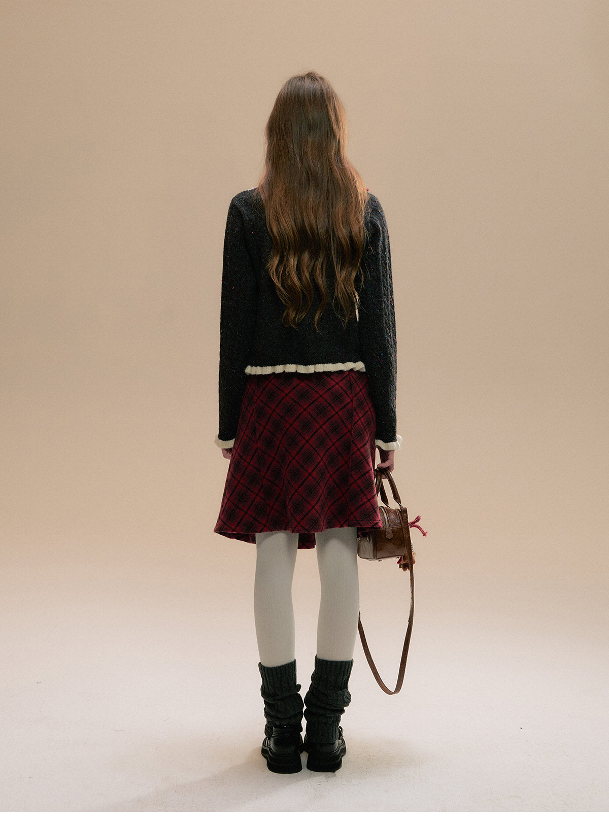 Argyle Cardigan With Bows And Toggle Buttons