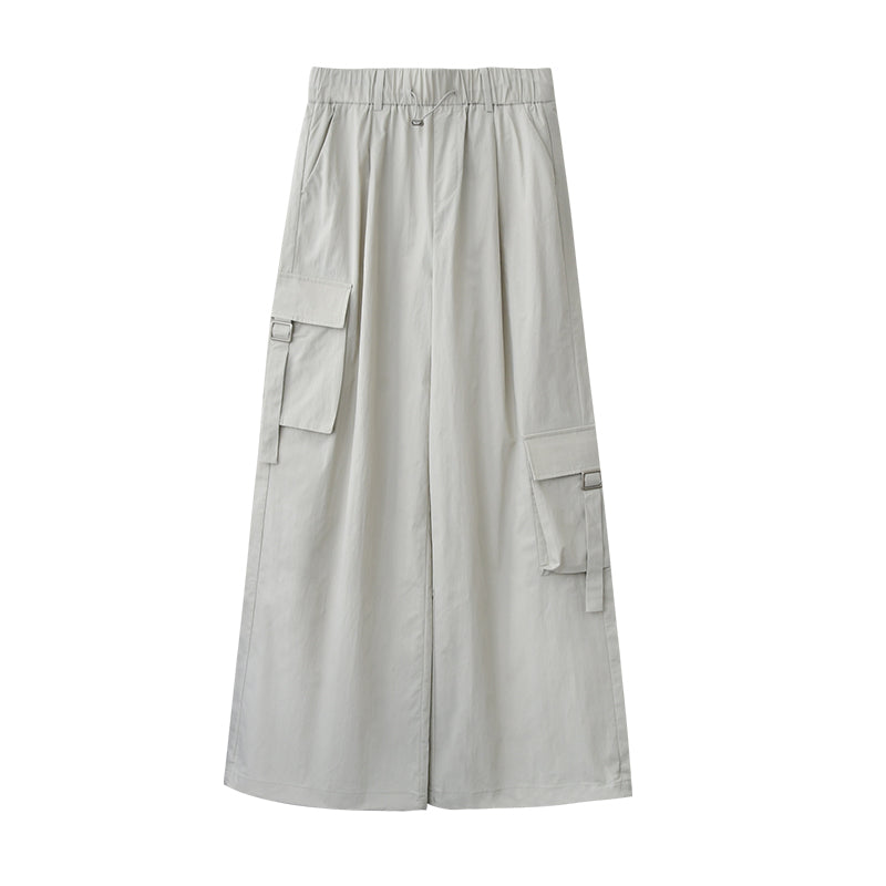 Asymmetric-Pocket Wide-Leg Cargo Pants