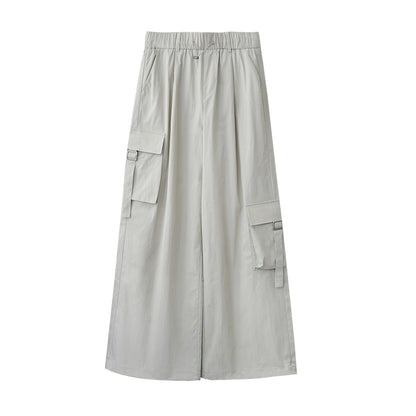 Asymmetric-Pocket Wide-Leg Cargo Pants