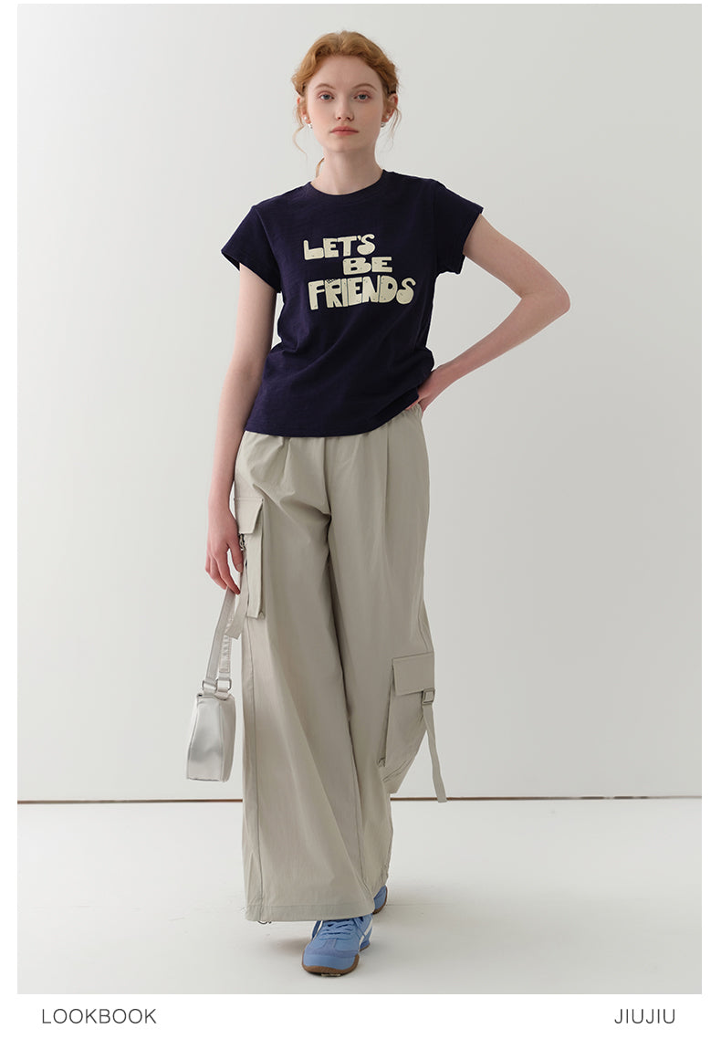 Asymmetric-Pocket Wide-Leg Cargo Pants