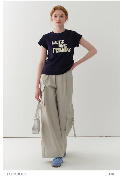 Asymmetric-Pocket Wide-Leg Cargo Pants