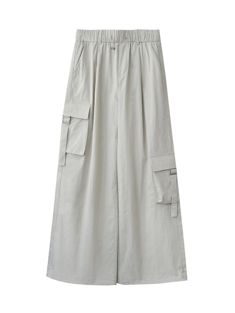 Asymmetric-Pocket Wide-Leg Cargo Pants