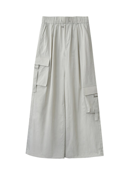 Asymmetric-Pocket Wide-Leg Cargo Pants