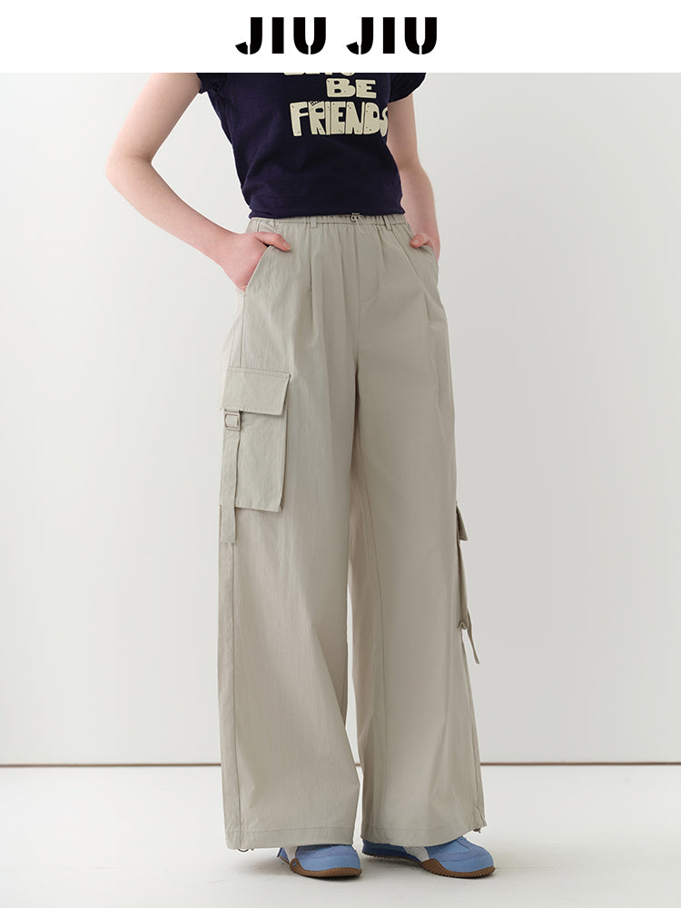 Asymmetric-Pocket Wide-Leg Cargo Pants