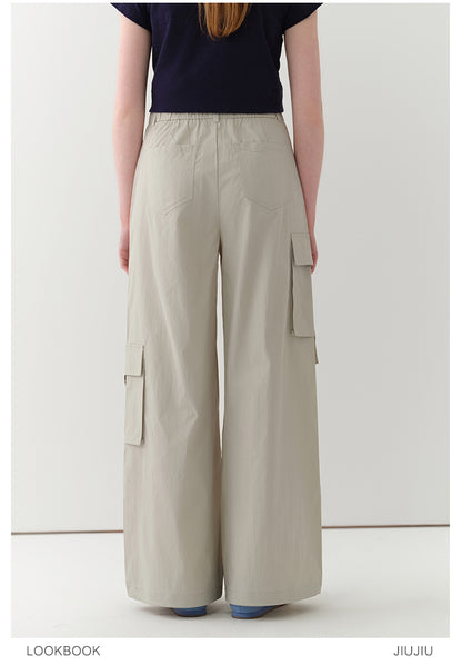 Asymmetric-Pocket Wide-Leg Cargo Pants